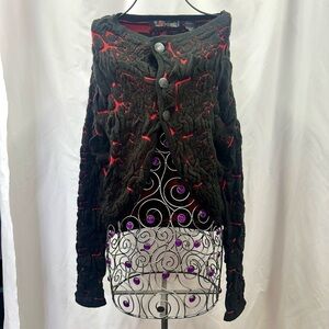 Desigual black and red knit cardigan
